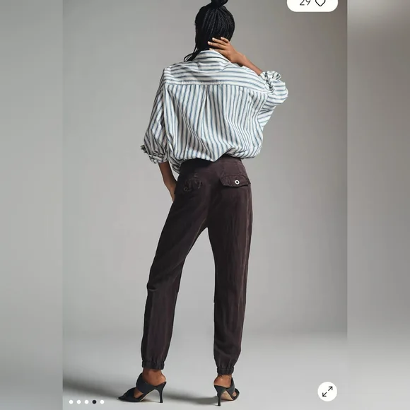 Anthropologie Women's Slouchy Aviator  Jogger Pants Browm Size 12 - Picture 4 of 14